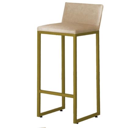 Imagem de Kit 4 Banquetas Altas Luxo Dani com Encosto Base Dourada