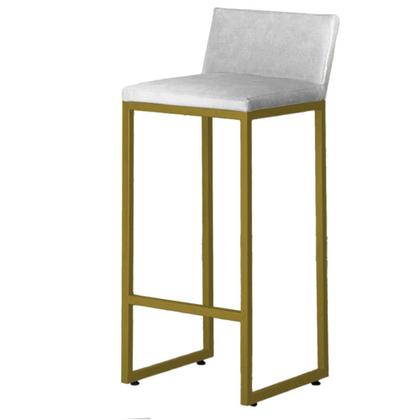 Imagem de Kit 4 Banquetas Altas Luxo Dani com Encosto Base Dourada