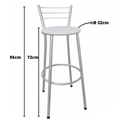 Imagem de Kit 4 Banquetas Altas Prata com Encosto Assento Branco