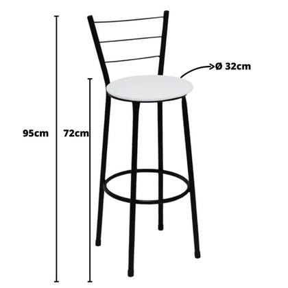 Imagem de Kit 4 Banquetas Altas Preta com Encosto Assento Branco