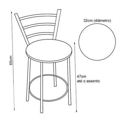 Imagem de Kit 4 Banquetas Baixa em Aço Preto com Assento Rosa - Polaris