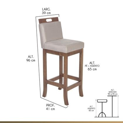 Imagem de Kit 4 Banquetas Baixas em Madeira Maciça Florença