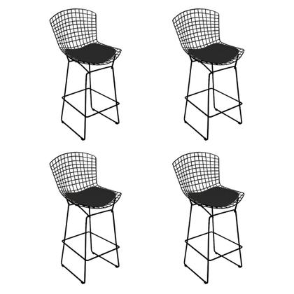 Imagem de Kit 4 Banquetas Bertoia Preta D70 com Assento Preto