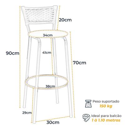 Imagem de kit 4 Banquetas Cadeiras Bancos Altas Balcão Ilha Bar Bancada Cozinha Gourmet Área de Lazer 70cm Itagold