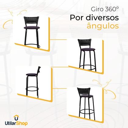 Imagem de kit 4 Banquetas Cadeiras Bancos Altas Balcão Ilha Bar Bancada Cozinha Gourmet Área de Lazer 70cm Itagold