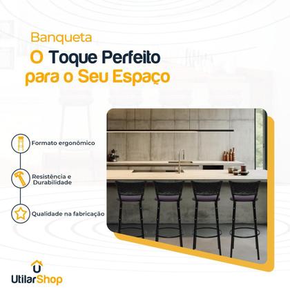 Imagem de kit 4 Banquetas Cadeiras Bancos Altas Balcão Ilha Bar Bancada Cozinha Gourmet Área de Lazer 70cm Itagold