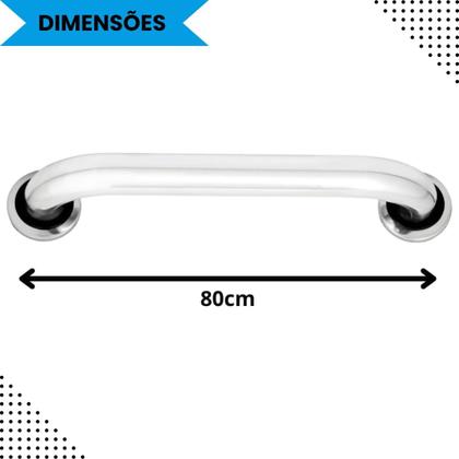 Imagem de Kit 4 Barras de Apoio 80 cm Anticorrosiva em Inox/Alumínio Suporta 150 kg Segurança para Banheiro Corredor e Áreas Úmida