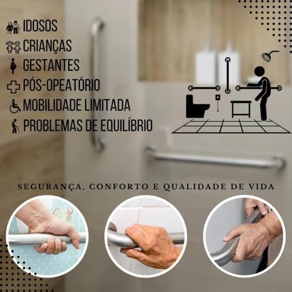 Imagem de Kit 4 Barras de Apoio 80 cm Anticorrosiva em Inox/Alumínio Suporta 150 kg Segurança para Banheiro Corredor e Áreas Úmida