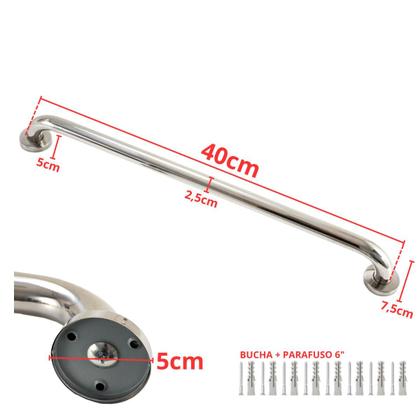 Imagem de Kit 4 Barras De Apoio Banheiro 40cm Suporte para PCD Deficiente Físico e Idosos