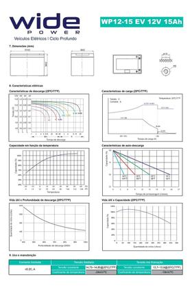 Imagem de Kit 4 Bateria Ciclo Profundo 12v 15ah Wide Bicicleta Elétrica