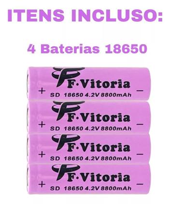 Imagem de Kit 4 Bateria18650 Li-ion 8800mh 4.2v Lanterna Tática Led