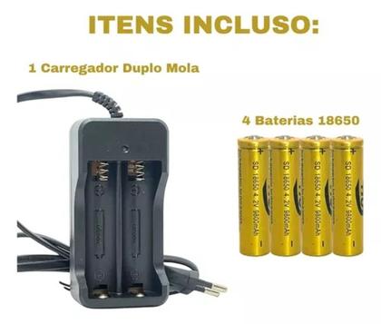 Imagem de Kit 4 Baterias 18650 4.2V 9800mah + Carregador duplo Led Recarregável Para Lanterna Rádio