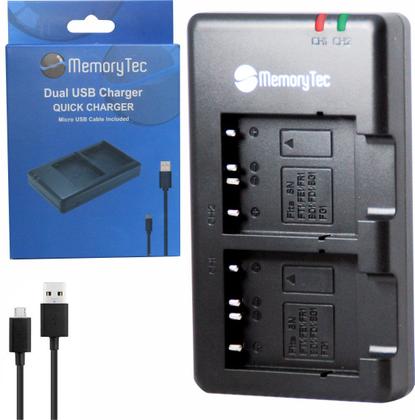 Imagem de Kit 4 Baterias NP-BG1/FG1 MemoryTec + Carregador Duplo Compatível com Sony H3 H7 H9 H10 H20 H50 H55 H70 H90 HX5 HX7 HX9