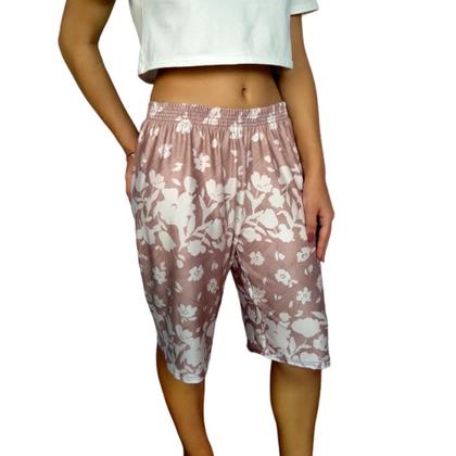 Imagem de Kit 4 Bermudas Femininas Soltinhas Elástico Estampas Sortidas Suplex Light Pp ao Plus Size