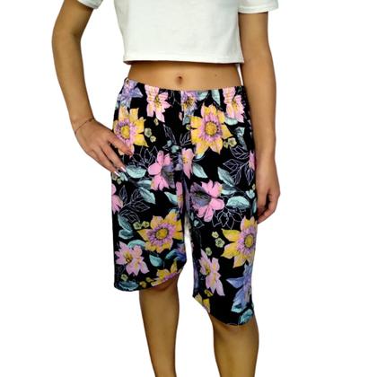 Imagem de Kit 4 Bermudas Femininas Soltinhas Elástico Estampas Sortidas Suplex Light Pp ao Plus Size