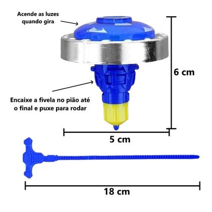 Imagem de Kit 4 Beyblades de Metal Ferro com Luz e Lançador Infantil