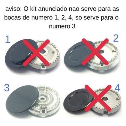 Imagem de Kit 4 Bocas Fogão Consul Brastemp Bfo4na 1gd + 3pq * 3 Pinos cfo4nab