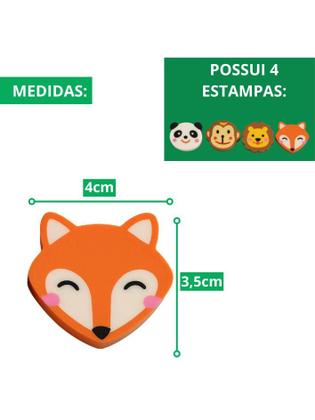 Imagem de Kit 4 Borrachas Estampa Animais  Não Mancha Nem Suja