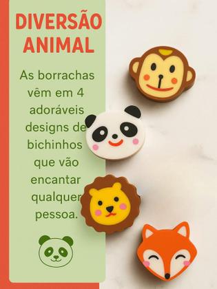 Imagem de Kit 4 Borrachas Estampa Animais  Não Mancha Nem Suja