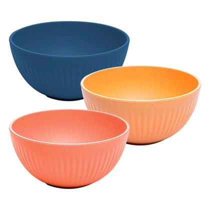 Imagem de Kit 4 Bowl de Bambu PP Tigela Cores Sortidas Stripes Sopa Salada Sobremesas 12cm Lyor