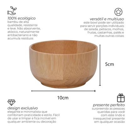 Imagem de Kit 4 Bowl Ecokitchen Bambu 10cm Leve e Resistente Mimo Style