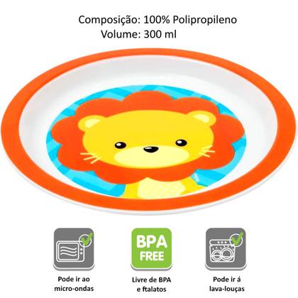 Imagem de Kit 4 Bowls de Leão Pratinho Infantil para Alimentação 300ml Bebês e Papinha Buba