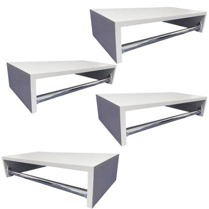 Imagem de Kit 4 Cabideiros Parede Arara Roupas Prateleira Mdf Decorar
