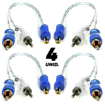 Imagem de Kit 4 Cabos Rca Y Injetado 1F 2M Dupla Blindagem 4mm Svart