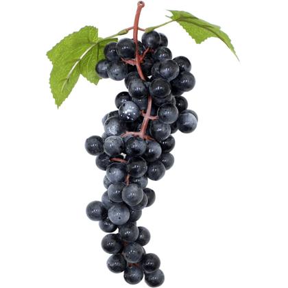 Imagem de Kit 4 Cachos De Uva Preta Fruta Artificial De Silicone 32cm