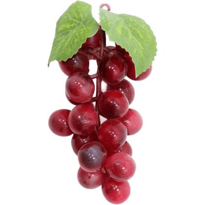 Imagem de Kit 4 Cachos De Uva Vermelha Fruta Artificial Silicone 12cm