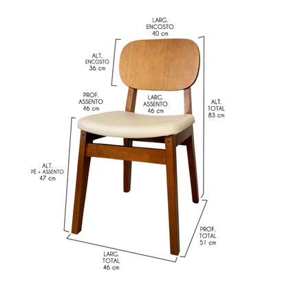 Imagem de Kit 4 Cadeira de Jantar em Madeira Maciça com Assento material sintético Bege Melissa