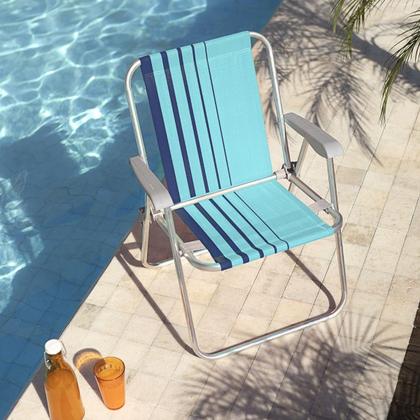 Imagem de Kit 4 Cadeira de Praia Camping Alumínio Samoa Azul Tramontina