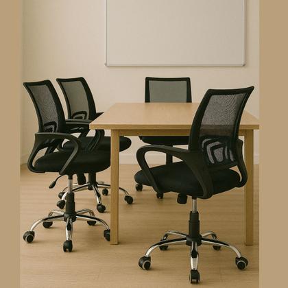 Imagem de Kit 4 Cadeira Escritório Secretária Giratória Ergonômica Modelo Ascend Base Cromada com Rodinha e regulagem de altura Com Laudo NR17