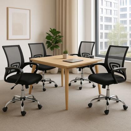 Imagem de Kit 4 Cadeira Escritório Secretária Giratória Ergonômica Modelo Ascend Base Cromada com Rodinha e regulagem de altura Com Laudo NR17