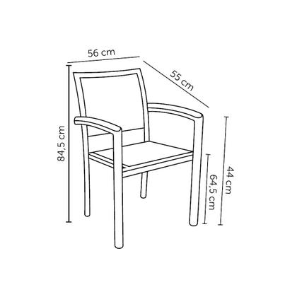 Imagem de Kit 4 Cadeiras Área Externa com Tela Mesh Mangue de Alumínio Amêndoa/Bege G56 - Gran Belo