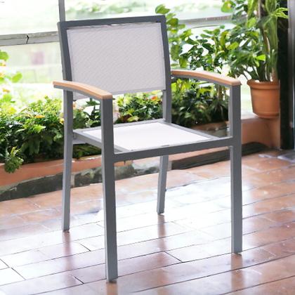 Imagem de Kit 4 Cadeiras Área Externa com Tela Mesh Mangue de Alumínio Amêndoa/Bege G56 - Gran Belo