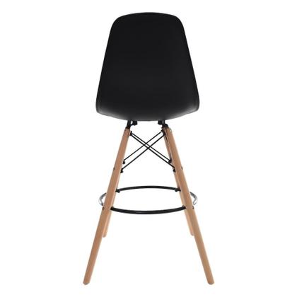 Imagem de Kit 4 Cadeiras Banquetas Alta Com Encosto Para Cozinha Americana Bar Balcão Bancada Bistro Area Goumert Fixa Charles Eames Eiffel Base Madeira