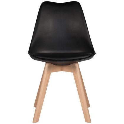 Imagem de Kit 4 Cadeiras Charles Eames Estofada Base Madeira - Preta