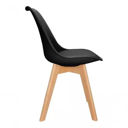 Imagem de Kit 4 Cadeiras Charles Eames Leda Design Wood Estofada Preta