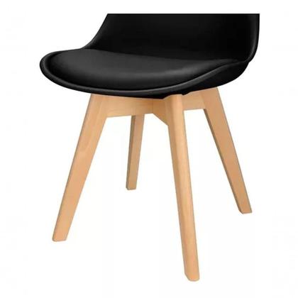 Imagem de Kit 4 Cadeiras Charles Eames Leda Design Wood Estofada Preta