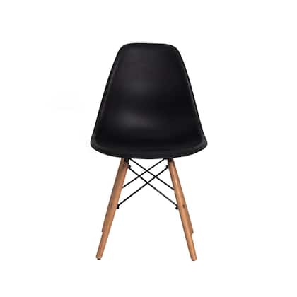 Imagem de Kit 4 Cadeiras Com Encosto Para Mesa De Jantar Cozinha Charles Eames Eiffel Base Madeira Wood Preta