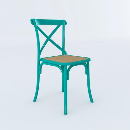 Imagem de Kit 4 Cadeiras Cross Katrina X Azul Turquesa Assento Bege Aço Asturias
