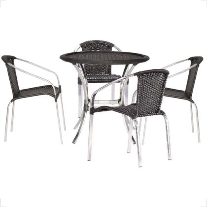 Imagem de Kit 4 Cadeiras De Alumínio E Mesa Com Borda para Área Externa Pinheiro Artesanal