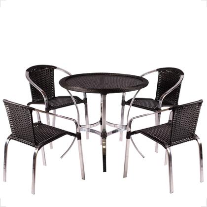 Imagem de Kit 4 Cadeiras De Alumínio E Mesa Com Borda para Área Externa Pinheiro Artesanal