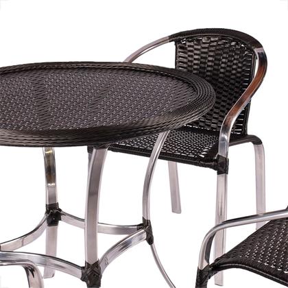 Imagem de Kit 4 Cadeiras De Alumínio E Mesa Com Borda para Área Externa Pinheiro Artesanal