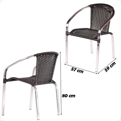 Imagem de Kit 4 Cadeiras De Alumínio E Mesa Com Borda para Área Externa Pinheiro Artesanal