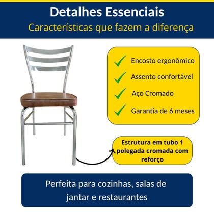 Imagem de Kit 4 Cadeiras de Cozinha com Reforço Cromada Assento Grosso cor Whisky
