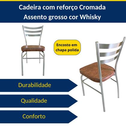 Imagem de Kit 4 Cadeiras de Cozinha com Reforço Cromada Assento Grosso cor Whisky