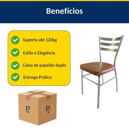 Imagem de Kit 4 Cadeiras de Cozinha com Reforço Cromada Assento Grosso cor Whisky