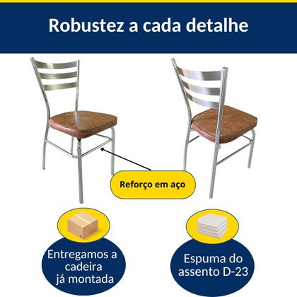 Imagem de Kit 4 Cadeiras de Cozinha com Reforço Cromada Assento Grosso cor Whisky